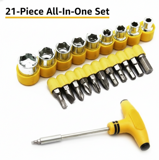 21 pcs T shape screwdriver set Batch Head Ratchet Pawl Socket Spanner hand tools by Your Brand