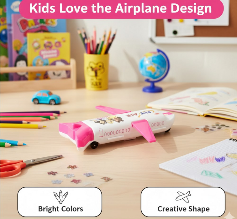 Multi-Functional Airplane-Shaped Compass Box with LED Light and Built-in Sharpener by Your Brand
