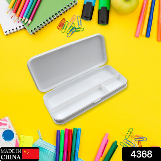 Multipurpose White Compass Pencil Box – 3-Compartment School Case, Ideal Gift for Kids by Your Brand