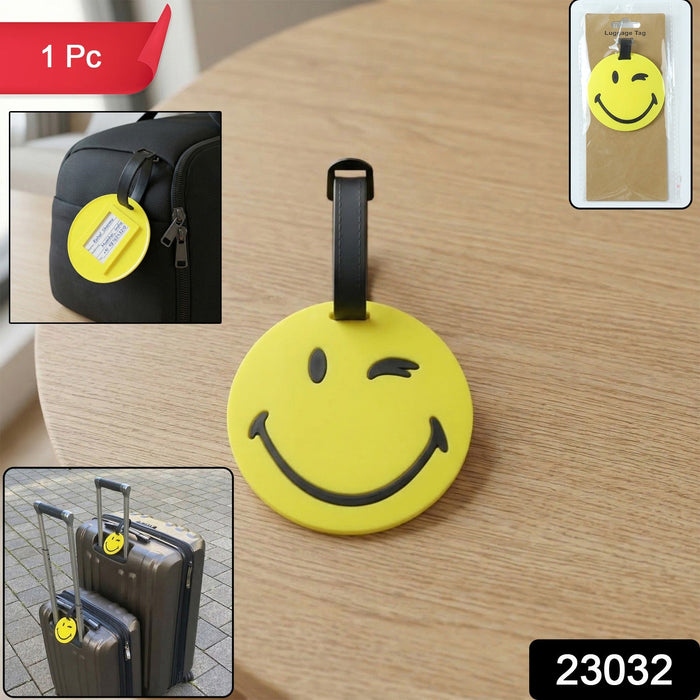 Cute Smiley Face Round Travel Identification Luggage Bag Tag (1 Pc) by Your Brand