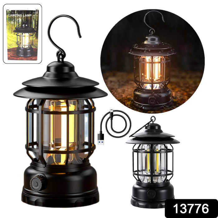 LED Camping Lante Light Retro Style Lighting Battery Type-c Rechargeable (1 Pc) by Your Brand