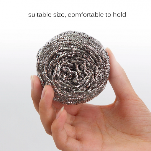 Round Shape Stainless Steel Ball Scrubber (Pack of 12) by Your Brand