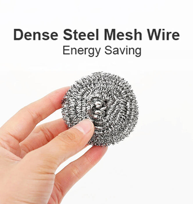 Round Shape Stainless Steel Ball Scrubber (Pack of 12) by Your Brand
