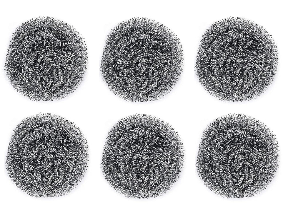 Round Shape Stainless Steel Scrubber (Pack of 6) by Your Brand