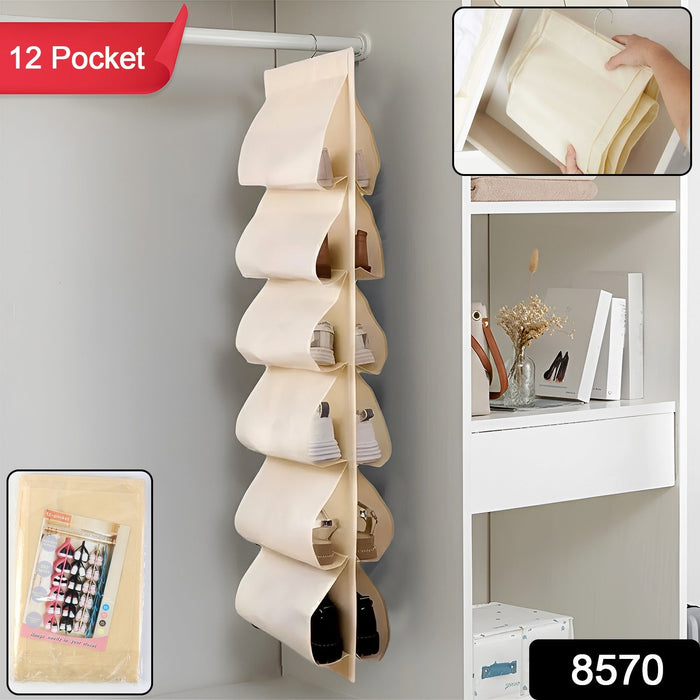 12 Grids Hanging Storage Bag (1 Pc / 12 Pocket / Mix Color) by Your Brand