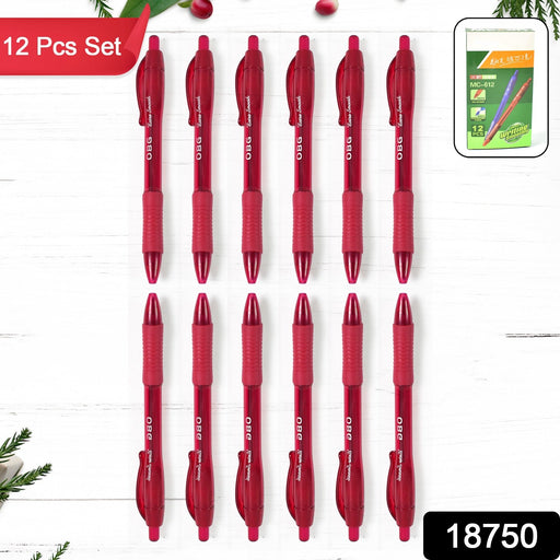 Red Colour Gel Pen Set, Set of 12 Pcs by Your Brand