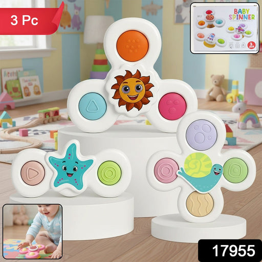 White Baby Spinner Toy Set – Sensory Suction Spin Toys (3 Pc Set) by Your Brand