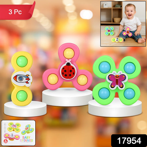 Colour Baby Spinner Toy Set – Suction Cup Sensory Spin Toys (3 Pc Set) by Your Brand