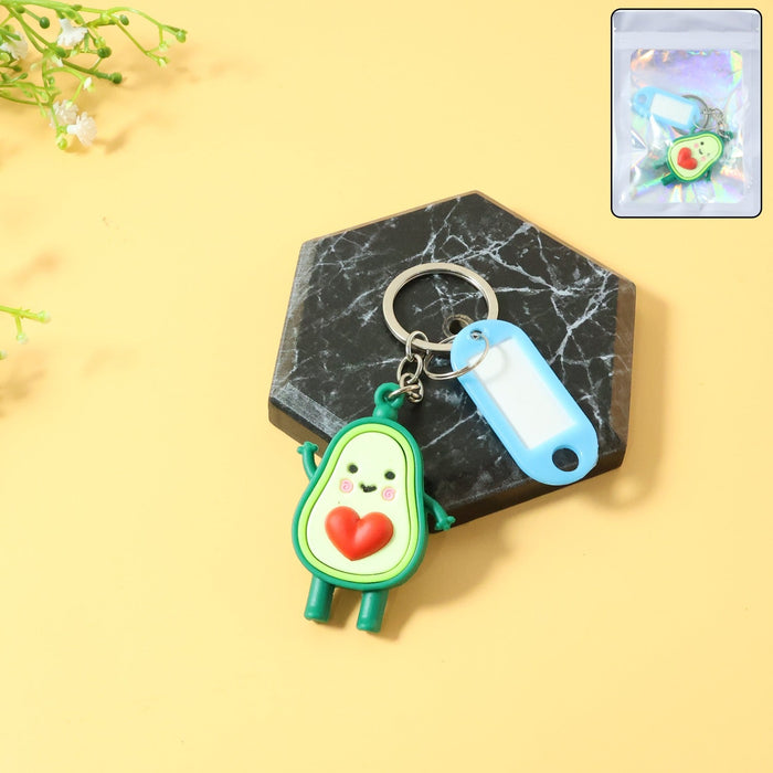 Cute Avocado Cartoon Keychain with Name Tag Holder (1 Pc) by Your Brand