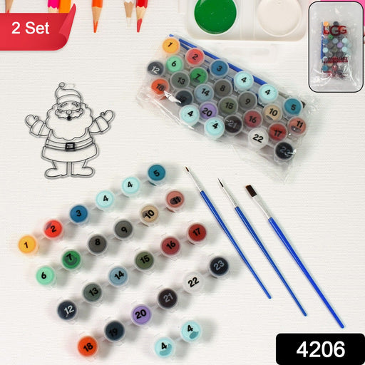 Paint by Number Kits 2 Set 24 Number Color, 6 paint brushes (2 Set) by Your Brand