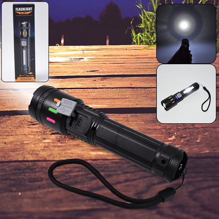 Led Torch High Lumens Fast Charging Flashlight / Torch with Far & Near Zoom (1 Pc) by Your Brand