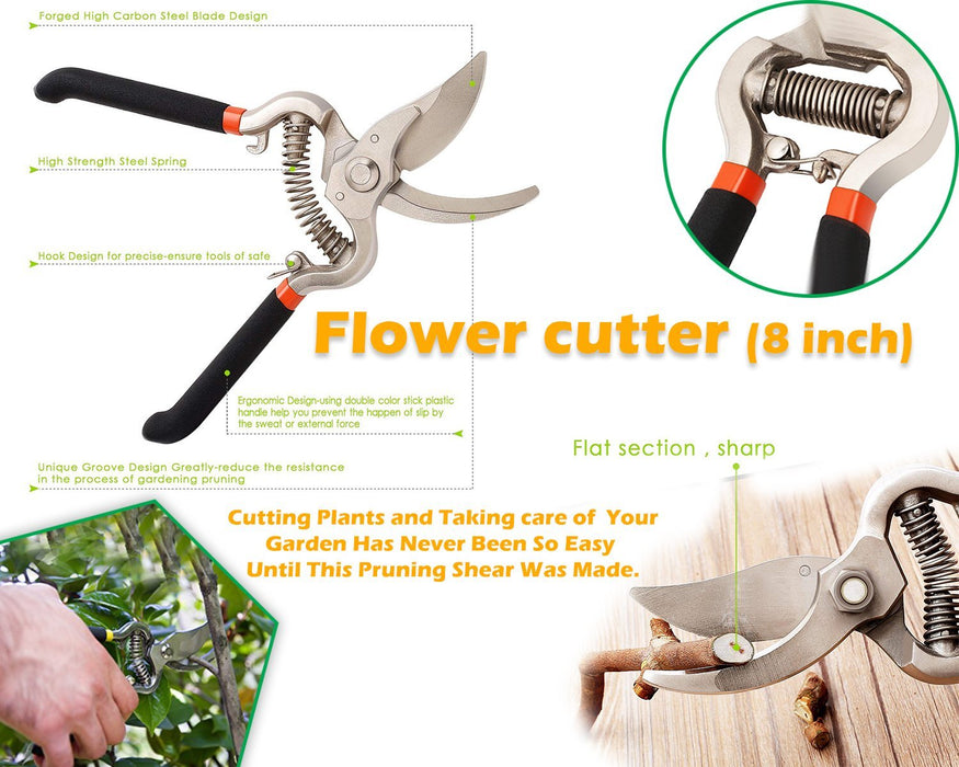 Garden Shears Pruners Scissor, flower cutter (8 inch) by Your Brand