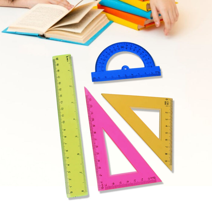 4-Piece Geometry Set, Triangle Ruler Protractor Straight Ruler by Your Brand