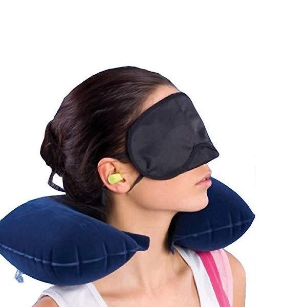 3in1 Air Travel Kit with Pillow, Ear Buds & Eye Mask by Your Brand
