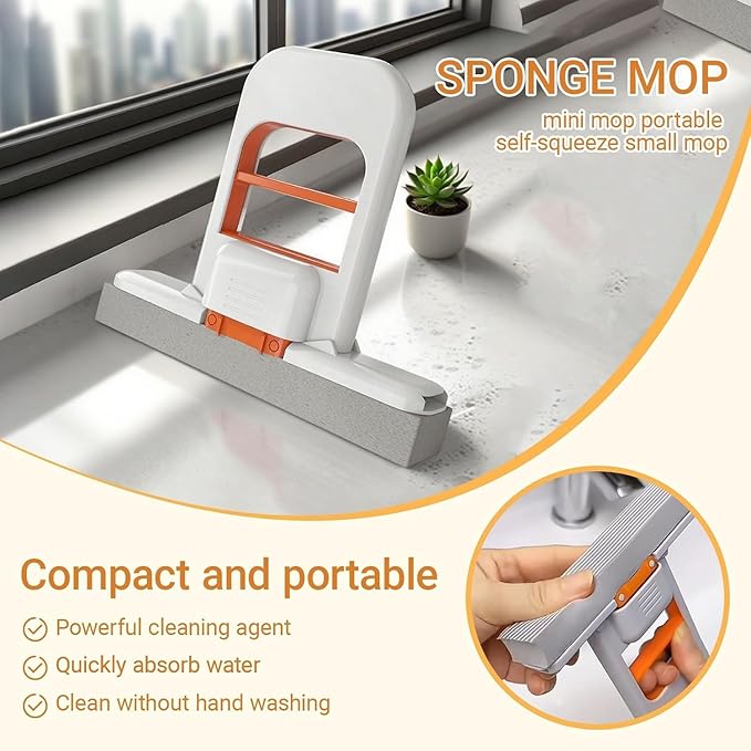 dealdekho.in Handheld Mini Sponge Mop Squeeze Cleaner for Kitchen Counter - Mops