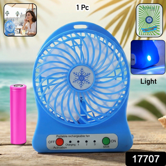 Portable Rechargeable Mini Table Fan With LED Light And Battery (1 Pc) by Your Brand