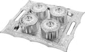 Airtight snack tray with 4 section bowls.