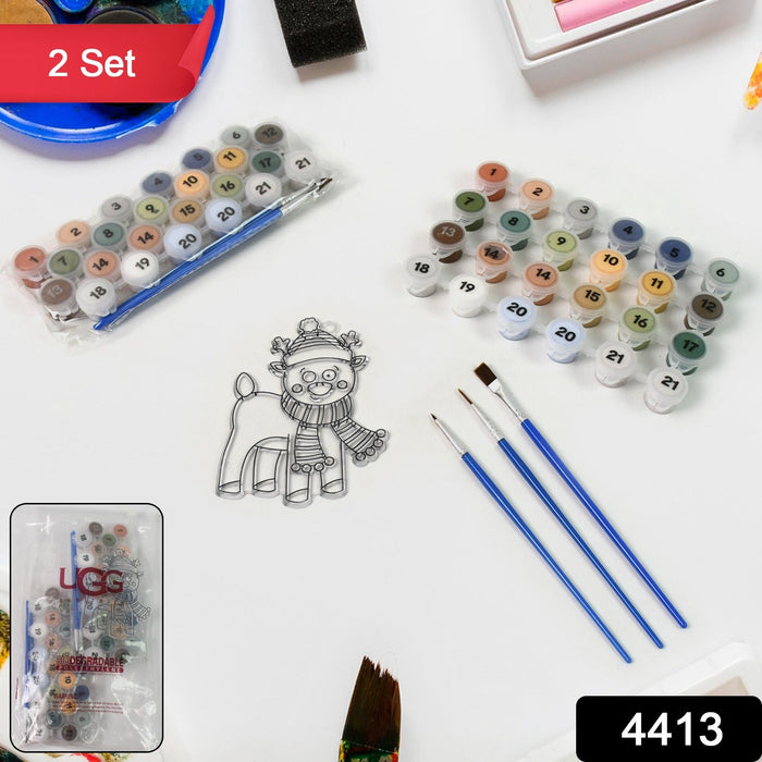 Paint by Number Kits 2 Set 21 Number Color, 6 paint brushes (2 Set) by Your Brand