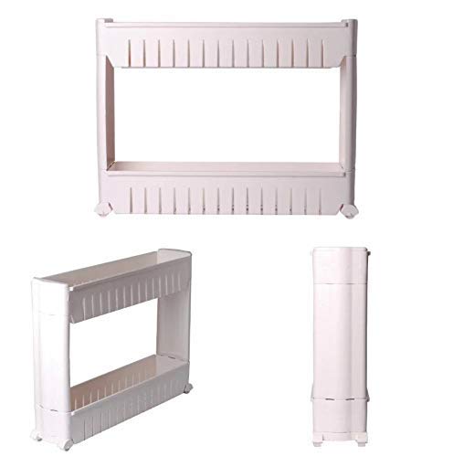 Multipurpose 2 Layer Slim Side Space Saving Storage Organizer Rack Shelf by Your Brand