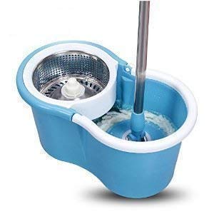 Heavy Duty Microfiber Spin Mop with Plastic Bucket & Rotating Steel Pole Head by Your Brand