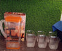 Resistant glass jug with thick walls for added durability and safe beverage storage.