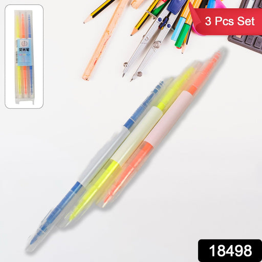 Dual-Headed Highlighter 3 Colors Double head Highlighter Pen (3 Pcs Set) by Your Brand