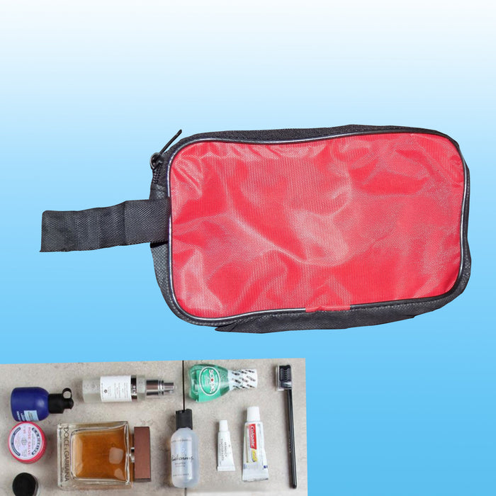 Portable Travel Hand Pouch / Shaving Kit Bag for Multipurpose Use (Red) by Your Brand