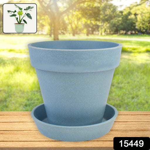 Heavy Plastic Flower pots With Tray (1 Pc) by Your Brand