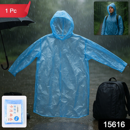 Ultra Lightweight Disposable Raincoat with Hood for Adults (1 Pc) by Your Brand