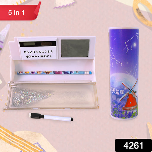 5 in 1 Compass Box, Geometry Box 2 Compartment (1 Set / Mix Color) by Your Brand