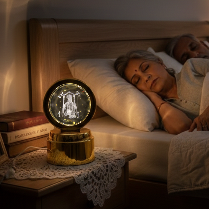 Bajrang Bali 3D Crystal Ball Night Light with LED Illumination (1 Pc) by Your Brand