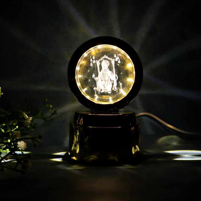 Bajrang Bali 3D Crystal Ball Night Light with LED Illumination (1 Pc) by Your Brand