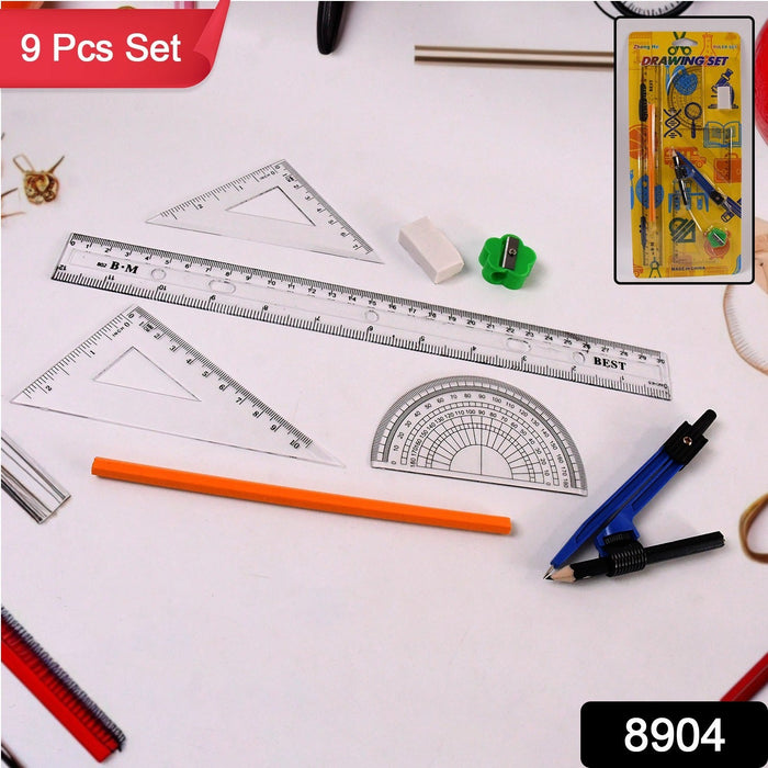 9 in 1 Stationery Set for School Student Office, Draft Rulers by Your Brand