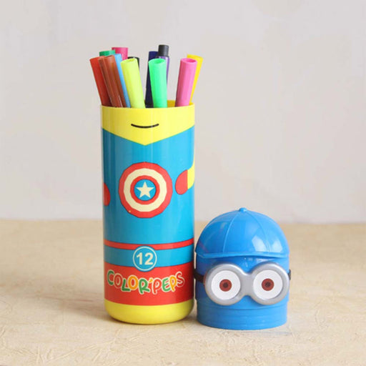 Minions Sketch Pen Set with Attractive Designed Case (Pack of 12) by Your Brand