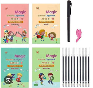 Magic Book for Kids, Sink Magic Practice CopyBook, (4 Books+10 Refills+1 Pen+1 Grip) ( Pack Of 2 )