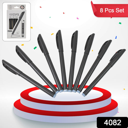 Writing Black Gel Pen for School Stationery Gift for Kids (8 Pcs set) by Your Brand