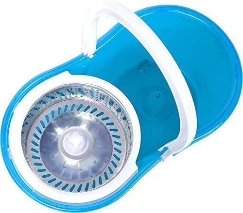 Heavy Duty Microfiber Spin Mop with Plastic Bucket & Rotating Steel Pole Head by Your Brand