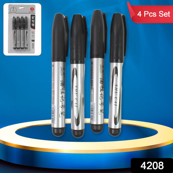 Black Marker used in all kinds of school, college (4 Pcs Set) by Your Brand