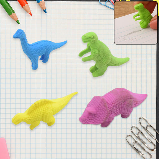 Small Dinosaur Shaped Erasers (4 Pc): Animal Erasers for Kids (School Supplies) by Your Brand