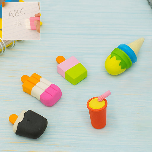 Mini Eraser Set for Kids (5 Pieces) - Fun Designs, Party Favors, School Prizes by Your Brand