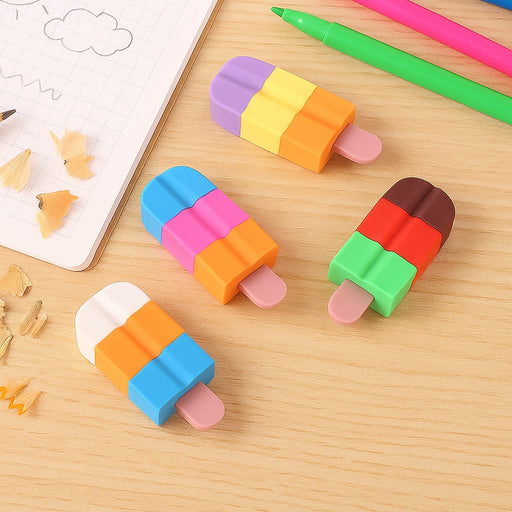 Ice cream Shape Eraser for Girls & Boys 3D Eraser for School B'Day Return Gift Ice Cream Theme Shape Erasers Pencils Set for Kids Educational Stationary kit, School Supplies (1 Set 4 Pc) by Your Brand