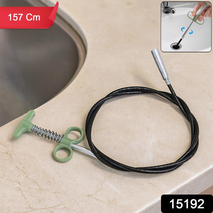 Flexible Spring Drain Cleaning Tool with Hand Grip (1 Pc / 157 Cm) by Your Brand