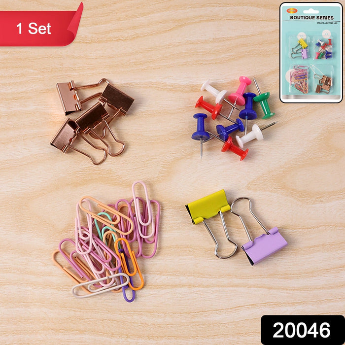 Office Stationery Clips and Pins Combo, 1 Set by Your Brand
