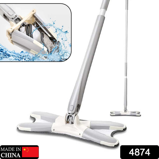 X-Shape Hands-Free Squeeze Microfiber Floor Mop for Home Cleaning by Your Brand