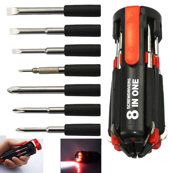 8 in 1 Multi-Function Screwdriver Kit with LED Portable Torch by Your Brand