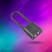Iron alloy padlock, black color with key.
