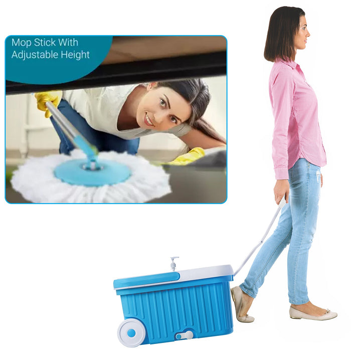 Sporty Plastic Spin Mop with Bigger Wheels & Auto Fold Handle for 360° Cleaning by Your Brand