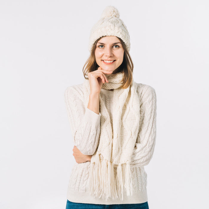 Cap for Winter Woolen Knitted Black Inside Fur Caps by Your Brand