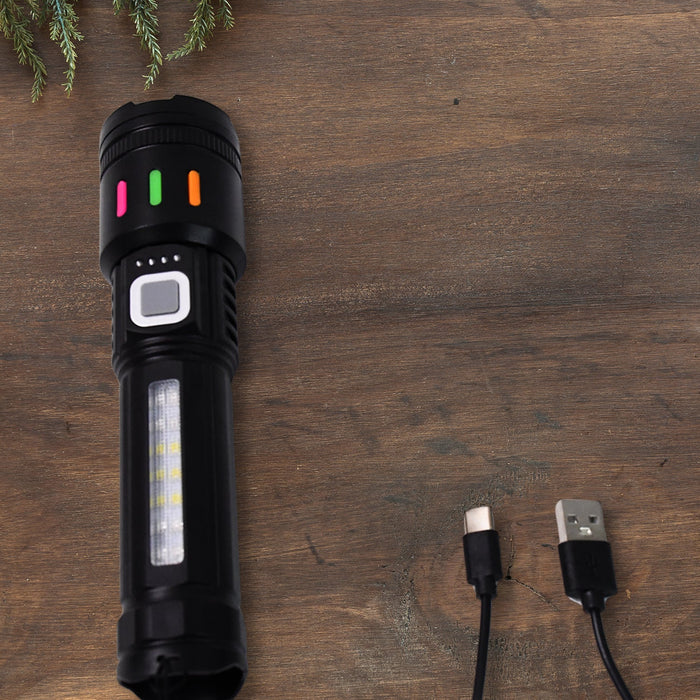 Led Torch High Lumens Fast Charging Flashlight / Torch with Far & Near Zoom (1 Pc) by Your Brand