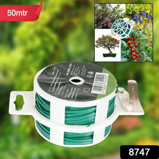 Garden Wire, Sturdy Plant Ties for Support, Garden Ties with Cutter (50 Mtr) by Your Brand